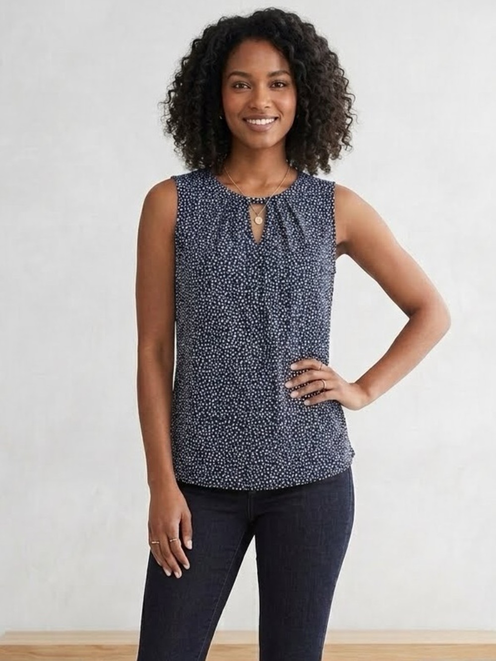 Jones New York | Micro Polka Dot Sleeveless Top Size XSmall